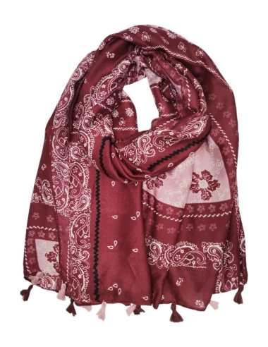 Wholesaler Best Angel-Fashion Kingdom - Paisley print scarf with pom poms