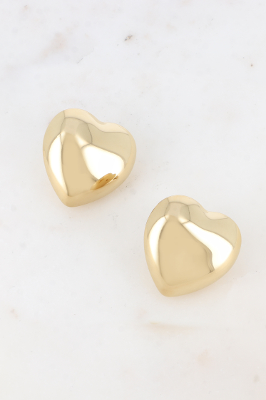 Wholesaler Bohm - Bullet earrings - large rounded heart, smooth 30mm