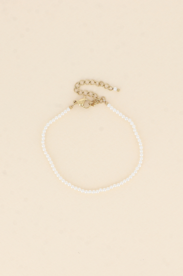 Wholesaler Bohm - Bracelet on cord - white resin beads