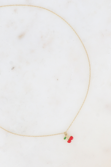 Wholesaler Bohm - Necklace - small enamel cherry pendant