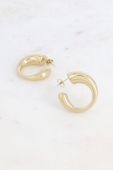 Wholesaler Bohm - Hoop earrings - wavy ring 32mm