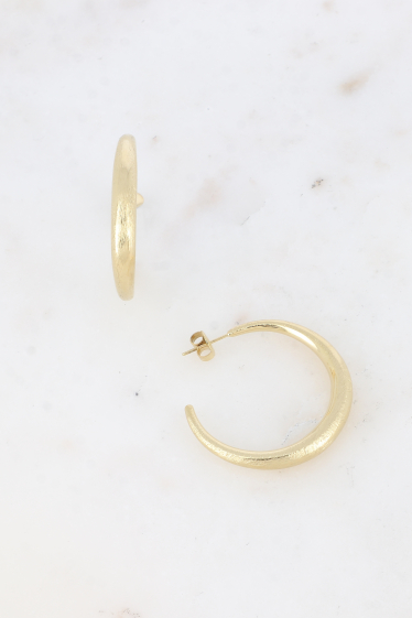 Wholesaler Bohm - Hoop earrings - brushed crescent moon 35mm