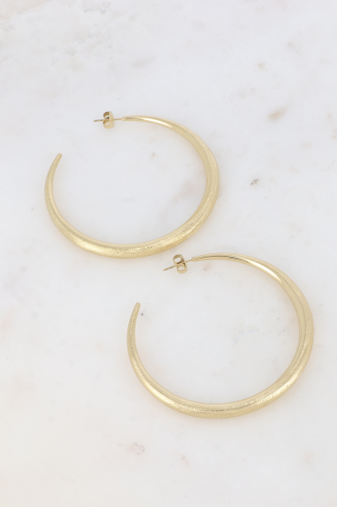 Wholesaler Bohm - Hoop earrings - brushed crescent moon 60mm