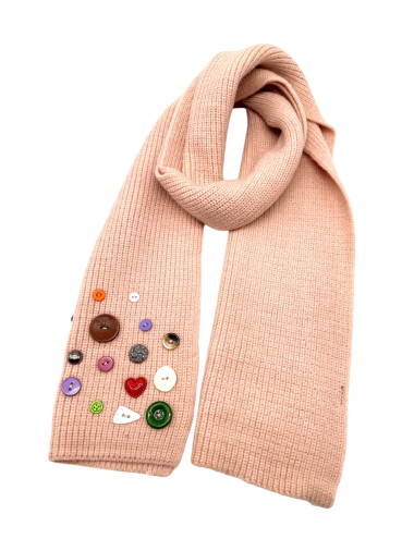 Wholesaler By Oceane - Knitted scarf decorated with a selection of buttons