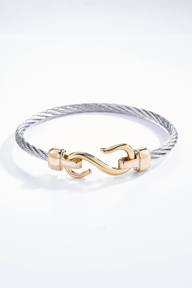 Grossiste ÉLINE L'ATELIER - Bracelet 20cm en cuir et acier inoxydable