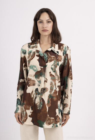 Wholesaler Catherine Style - Printed shirt collar blouse