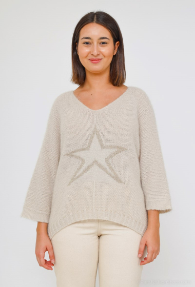 Wholesaler Catherine Style - Gold Star Honeycomb Wide Sleeve Loose Sweaters