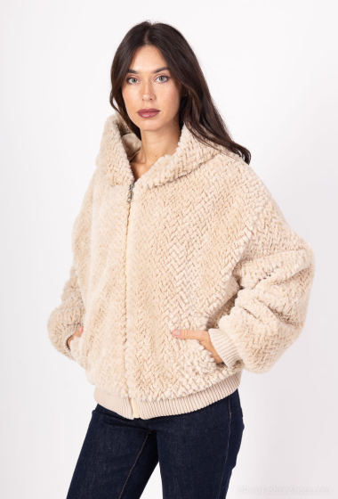 Wholesaler Catherine Style - Fluffy braided jacket with pocket hood