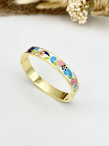 Wholesaler Ceramik - Openable stainless steel enamel bangle bracelet width 10MM