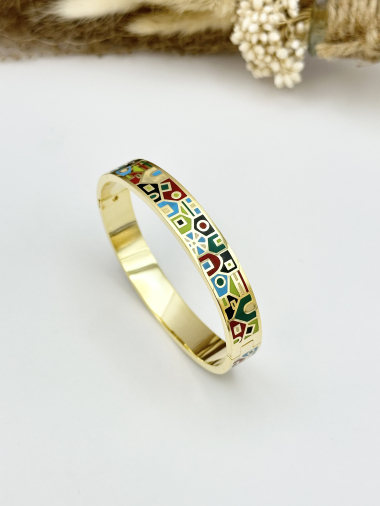 Mayorista Ceramik - Brazalete esmaltado de acero inoxidable que se puede abrir, ancho 10 MM