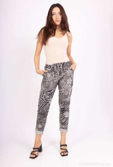 Grossiste Chana Mod - Pantalon imprimé animal en coton