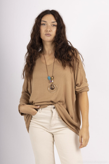 Grossiste Chana Mod - Pull fluide avec collier intégré