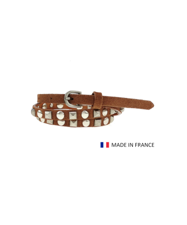 Grossiste JULIA PARIS - Ceinture fine cloutée en cuir suede - fabriqué en France