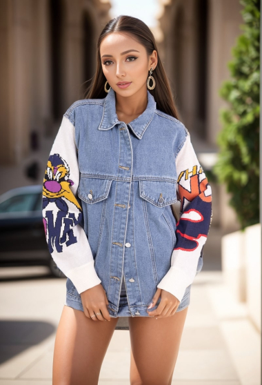 Grossiste Cherry Koko - Veste jean avec manches dessinées