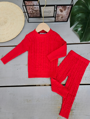 Großhändler Chicaprie - Set aus schlichtem gedrehtem Pullover und Leggings für Babymädchen