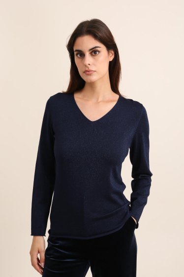 Grossiste Choklate - Pull col V en tencel et lurex