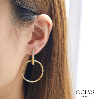 Mayorista OCLYS - Pendientes de acero con anilla de strass Nina