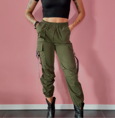 Mayorista FOLIE LOOK - Pantalón cargo liso con bolsillos