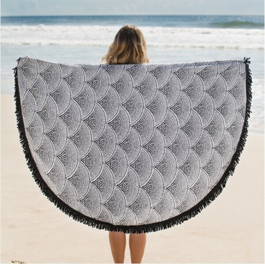 Grossiste COCONUT SUNWEAR - drap de plage Blanc et noir - 150 x 150 cm