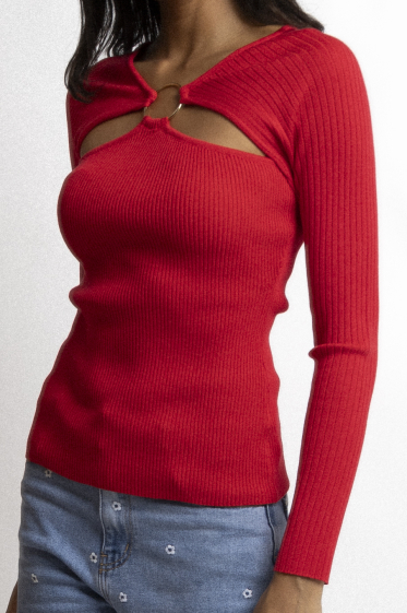 Wholesaler Copperose - Fine knit cutout top with buckle