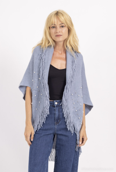 Wholesaler Da Fashion - poncho with pearl and fringe