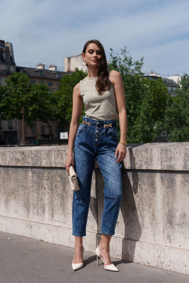 Großhändler DENIM LIFE - Stretch-Baggy-Jeans mit elastischem Bund