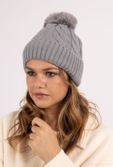 Grossiste DH DIFFUSION - Bonnet fourré en moumoute avec pompon fausse fourrure Extra Chaud - Unisex