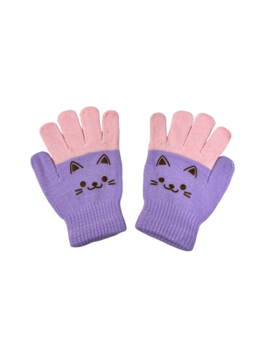 Grossiste DH DIFFUSION - Gants enfant extensible elastique - 2 à 6 ans - Chat Ourson Lapin