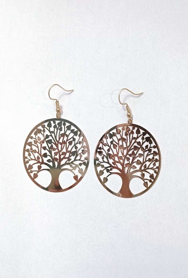 Grossiste Diamond - BOUCLE D'OREILLE ARBRE DE VIE COEUR