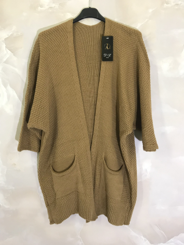 Wholesaler D&L Creation - Long knit cardigan with pockets