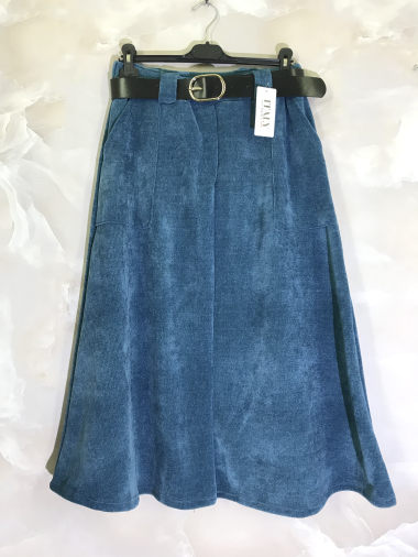 Wholesaler D&L Creation - Long velvet skirt with belt and pockets