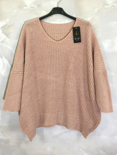 Wholesaler D&L Creation - Chunky knit V-neck sweater