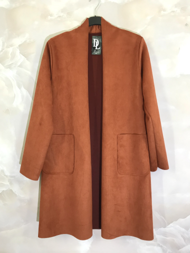 Wholesaler D&L Creation - Long suede jacket with pockets