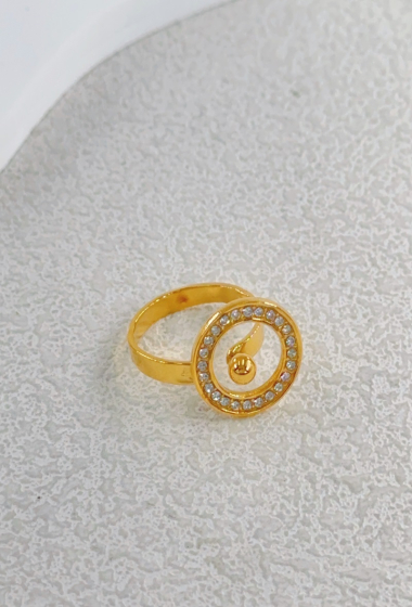 Grossiste Ella Ella - BAGUE REGLABLE- CERCLE STRASS EN ACIER INOXYDABLE