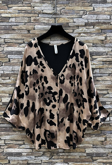 Wholesaler Elle Style - POLENE blouse printed in silk-effect satin viscose, fluid and romantic