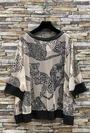 Wholesaler Elle Style - KENDAL Two-piece top, printed pattern with imitation leather detail.