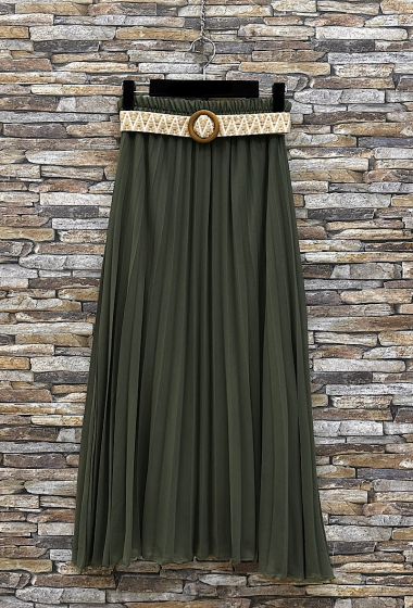 Wholesaler Elle Style - LOISSA skirt, very fluid pleated with viscose lining and bohemian belt