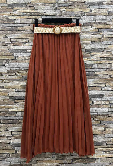 Wholesaler Elle Style - LOISSA skirt, very fluid pleated with viscose lining and bohemian belt