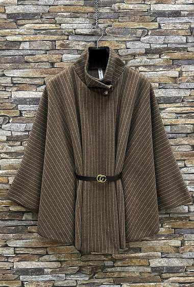 Großhändler Elle Style - ASTRID Cape-Mantel mit Flanellgürtel, Herbst- und Winterstoffe