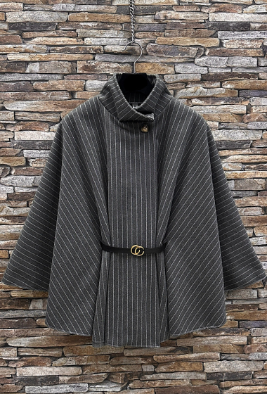 Großhändler Elle Style - ASTRID Cape-Mantel mit Flanellgürtel, Herbst- und Winterstoffe