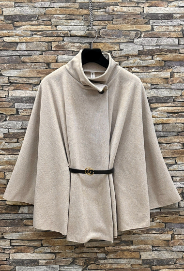 Großhändler Elle Style - ASTRID Cape-Mantel mit Flanellgürtel, Herbst- und Winterstoffe