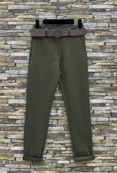 Grossiste Elle Style - Pantalon MILANIE en milano Automnal Style Chino Taille Haute. Ceinture Chic.