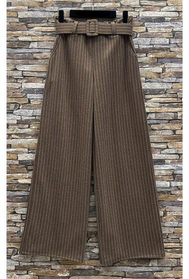 Großhändler Elle Style - Wide SHAN pants. Chic Automnale flannel palazzo. with handmade belt and pocket