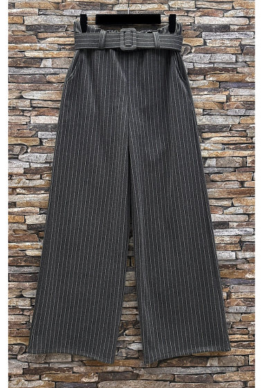 Großhändler Elle Style - Wide SHAN pants. Chic Automnale flannel palazzo. with handmade belt and pocket