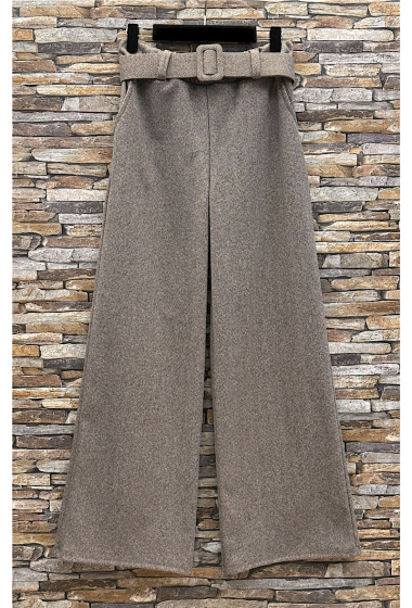 Großhändler Elle Style - Wide SHAN pants. Chic Automnale flannel palazzo. with handmade belt and pocket