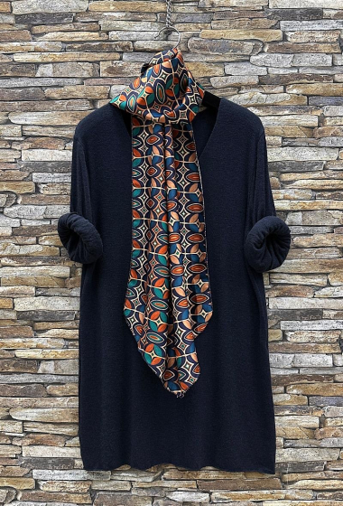 Wholesaler Elle Style - MATTY sweater with long-sleeved V-neck scarf