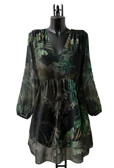 Mayorista Elle Style - CLEMENCE Printed dress, very fluid on the back, casual, with long sleeves