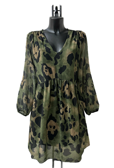 Mayorista Elle Style - CLEMENCE Printed dress, very fluid on the back, casual, with long sleeves