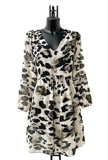 Mayorista Elle Style - CLEMENCE Printed dress, very fluid on the back, casual, with long sleeves