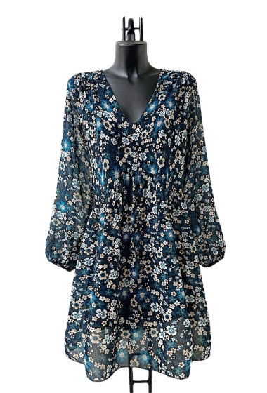 Mayorista Elle Style - CLEMENCE Printed dress, very fluid on the back, casual, with long sleeves